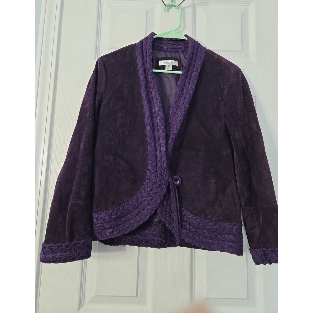 Coldwater Creek Womans Leather Jacket Size P Small Purple.